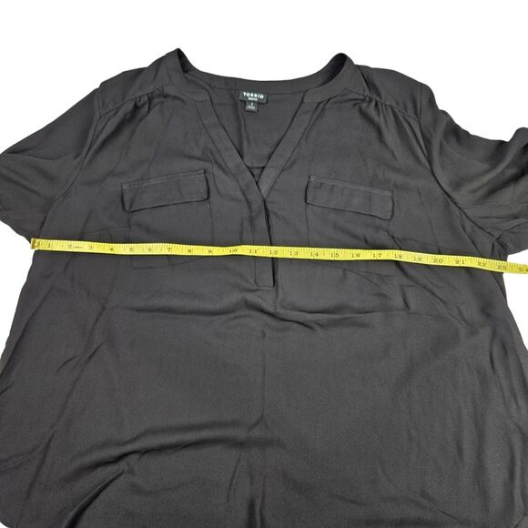 Harper Georgette Pullover 3/4 Sleeve Black Blouse, Size 1X, Excellent Condition - Picture 9 of 13